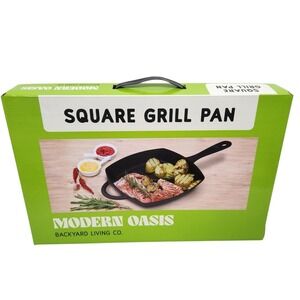 Modern Oasis Square Grill Pan Cast Iron Black Double Handle 18x12 New Kitchen